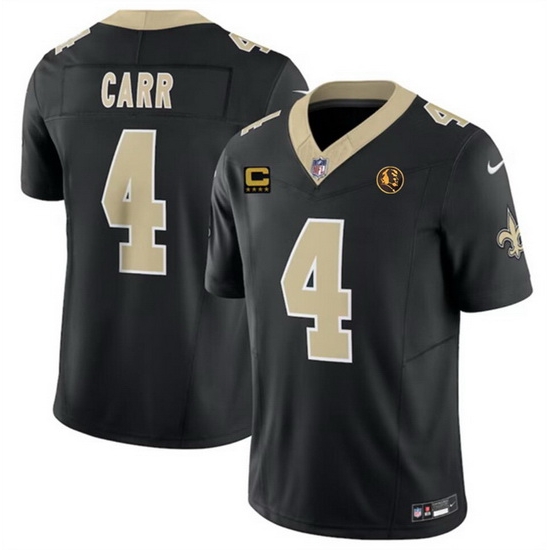 Men New Orleans Saints 4 Derek Carr Black 2023 F U S E With 4 Star C Patch And John Madden Patch Vapor Limited Stitched Football Jersey Men New Orleans Saints 4 Derek Carr Black 2023 F U S E With 4 Star C Patch And John Madden Patch Vapor Limited Stitched Football Jersey