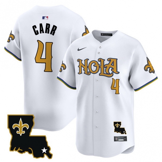 Men New Orleans Saints 4 Derek Carr White Cool Base Stitched Baseball Jersey Men New Orleans Saints 4 Derek Carr White Cool Base Stitched Baseball Jersey