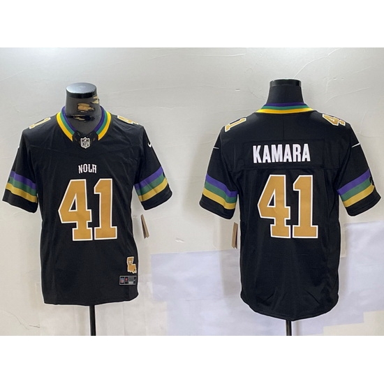 Men New Orleans Saints 41 Alvin Kamara Black 2024 F U S E Vapor Limited Stitched Jersey 1 Men New Orleans Saints 41 Alvin Kamara Black 2024 F U S E Vapor Limited Stitched Jersey 1