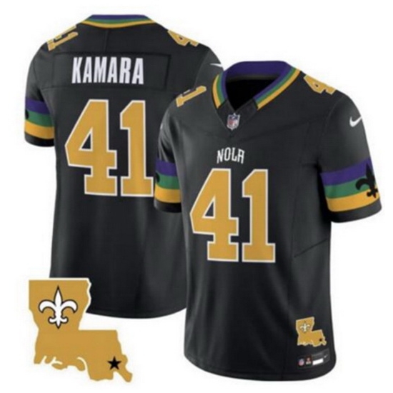 Men New Orleans Saints 41 Alvin Kamara Black 2024 F U S E Vapor Limited Stitched Jersey Men New Orleans Saints 41 Alvin Kamara Black 2024 F U S E Vapor Limited Stitched Jersey