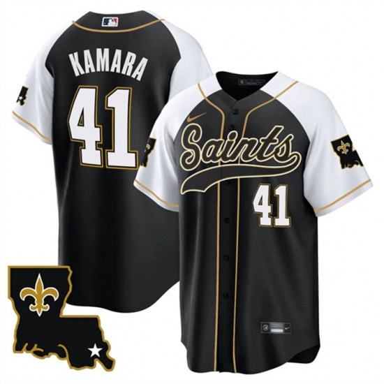 Men New Orleans Saints 41 Alvin Kamara Black White 1987 Legacy Cool Base Stitched Baseball Jersey Men New Orleans Saints 41 Alvin Kamara Black White 1987 Legacy Cool Base Stitched Baseball Jersey