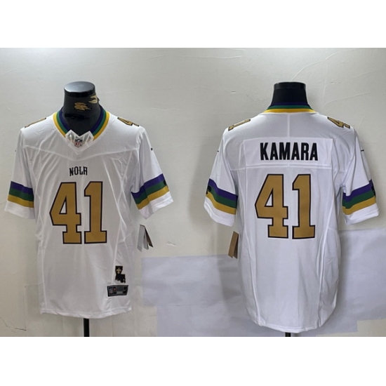 Men New Orleans Saints 41 Alvin Kamara White 1987 Legacy Cool Base Stitched Baseball Jersey Men New Orleans Saints 41 Alvin Kamara White 1987 Legacy Cool Base Stitched Baseball Jersey