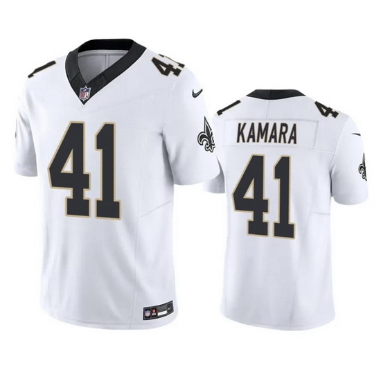 Men New Orleans Saints 41 Alvin Kamara White 2023 F.U.S.E. Vapor Untouchable Limited Stitched Jersey Men New Orleans Saints 41 Alvin Kamara White 2023 F.U.S.E. Vapor Untouchable Limited Stitched Jersey