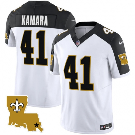 Men New Orleans Saints 41 Alvin Kamara White Black 2023 F U S E 1987 Legacy Vapor Stitched Jerseys Men New Orleans Saints 41 Alvin Kamara White Black 2023 F U S E 1987 Legacy Vapor Stitched Jerseys