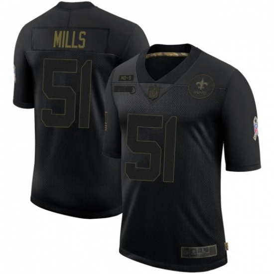 Men New Orleans Saints 51 Sam Mills Black Salute To Service Limited Jersey Men New Orleans Saints 51 Sam Mills Black Salute To Service Limited Jersey