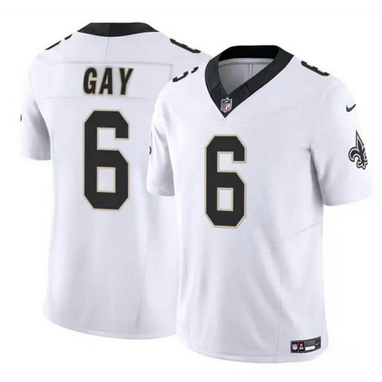 Men New Orleans Saints 6 Willie Gay White 2023 F U S E Vapor Limited Stitched Football Jersey Men New Orleans Saints 6 Willie Gay White 2023 F U S E Vapor Limited Stitched Football Jersey