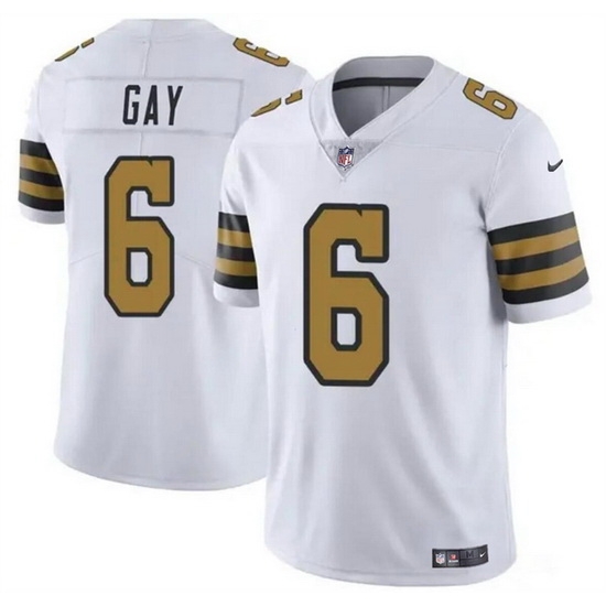 Men New Orleans Saints 6 Willie Gay White Color Rush Limited Stitched Football Jersey Men New Orleans Saints 6 Willie Gay White Color Rush Limited Stitched Football Jersey