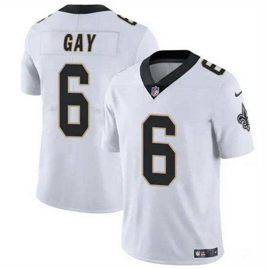 Men New Orleans Saints 6 Willie Gay White Vapor Limited Stitched Football Jersey Men New Orleans Saints 6 Willie Gay White Vapor Limited Stitched Football Jersey