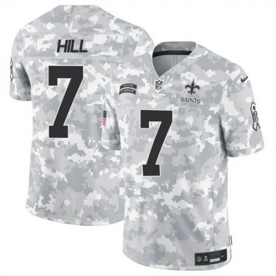 Men New Orleans Saints 7 Taysom Hill 2024 F U S E Arctic Camo Salute To Service Limited Stitched Football Jersey Men New Orleans Saints 7 Taysom Hill 2024 F U S E Arctic Camo Salute To Service Limited Stitched Football Jersey