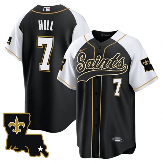 Men New Orleans Saints 7 Taysom Hill Black White 1987 Legacy Cool Base Stitched Baseball Jersey Men New Orleans Saints 7 Taysom Hill Black White 1987 Legacy Cool Base Stitched Baseball Jersey