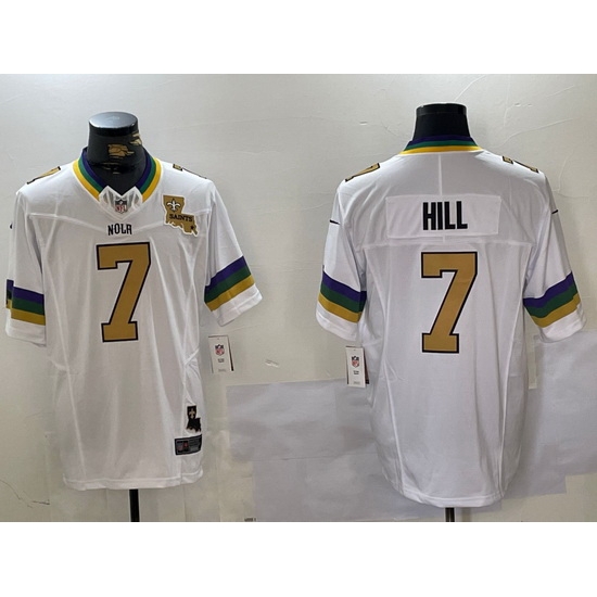Men New Orleans Saints 7 Taysom Hill White 2024 F U S E Vapor Limited Stitched Jersey 5 Men New Orleans Saints 7 Taysom Hill White 2024 F U S E Vapor Limited Stitched Jersey 5