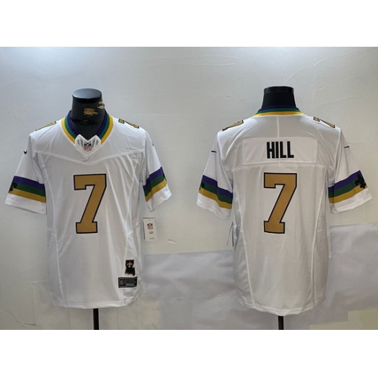 Men New Orleans Saints 7 Taysom Hill White Vapor Limited Stitched Football Jersey 1 Men New Orleans Saints 7 Taysom Hill White Vapor Limited Stitched Football Jersey 1