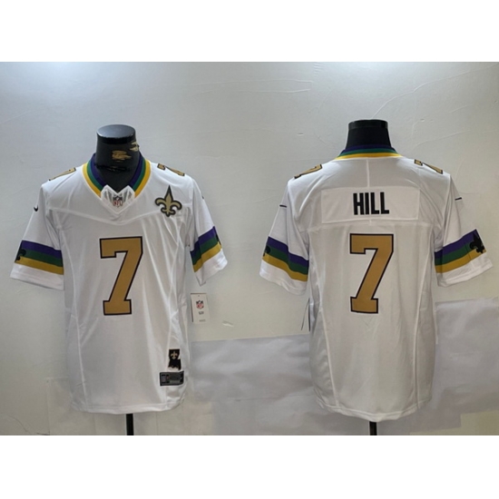 Men New Orleans Saints 7 Taysom Hill White Vapor Limited Stitched Football Jersey Men New Orleans Saints 7 Taysom Hill White Vapor Limited Stitched Football Jersey