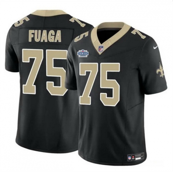 Men New Orleans Saints 75 Taliese Fuaga Black 2024 With Dradt Patch F U S E Vapor Limited Stitched Football Jersey Men New Orleans Saints 75 Taliese Fuaga Black 2024 With Dradt Patch F U S E Vapor Limited Stitched Football Jersey