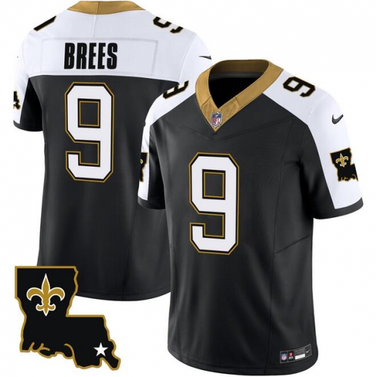 Men New Orleans Saints 9 Drew Brees Black White 2023 F U S E 1987 Legacy Vapor Stitched Jersey Men New Orleans Saints 9 Drew Brees Black White 2023 F U S E 1987 Legacy Vapor Stitched Jersey