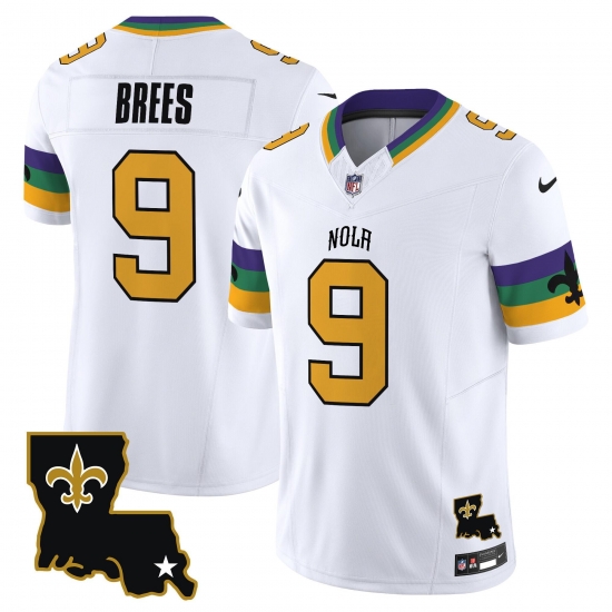 Men New Orleans Saints 9 Drew Brees White 2024 F U S E Vapor Limited Stitched Jersey Men New Orleans Saints 9 Drew Brees White 2024 F U S E Vapor Limited Stitched Jersey