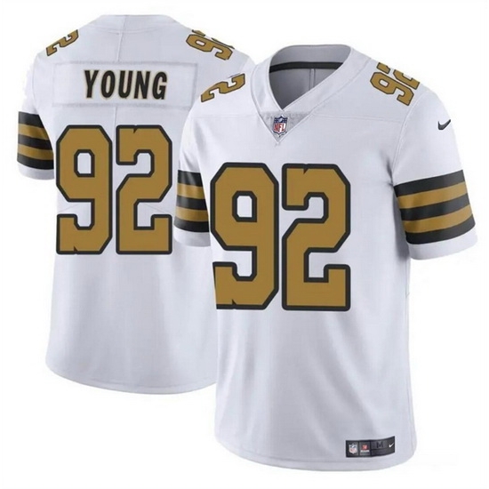 Men New Orleans Saints 92 Chase Young White Color Rush Limited Stitched Football Jersey Men New Orleans Saints 92 Chase Young White Color Rush Limited Stitched Football Jersey