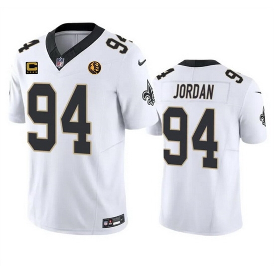 Men New Orleans Saints 94 Cameron Jordan White 2023 F U S E With 4 Star C Patch And John Madden Patch Vapor Limited Stitched Football Jersey Men New Orleans Saints 94 Cameron Jordan White 2023 F U S E With 4 Star C Patch And John Madden Patch Vapor Limited Stitched Football Jersey