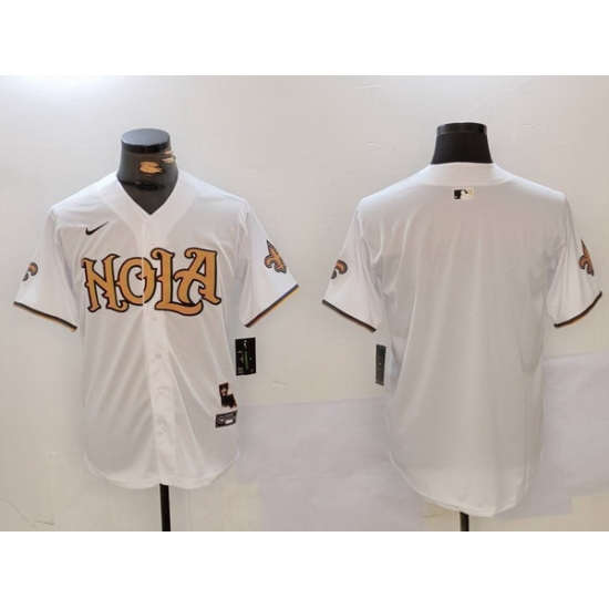 Men New Orleans Saints Blank White Cool Base Stitched Baseball Jersey Men New Orleans Saints Blank White Cool Base Stitched Baseball Jersey