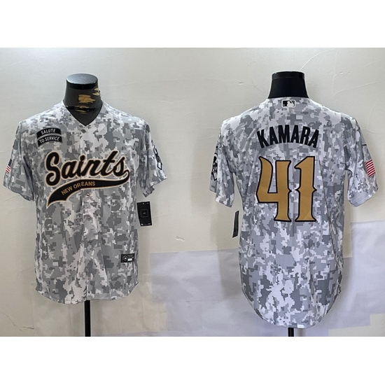 Men New Orleans Saints Team 41 Alvin Kamara 2024 Arctic Camo Salute To Service Stitched Baseball Jersey Men New Orleans Saints Team 41 Alvin Kamara 2024 Arctic Camo Salute To Service Stitched Baseball Jersey