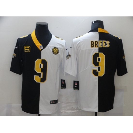 Men Nike New Orleans Saints Drew Brees 9 Black White Split Limited Jersey Men Nike New Orleans Saints Drew Brees 9 Black White Split Limited Jersey