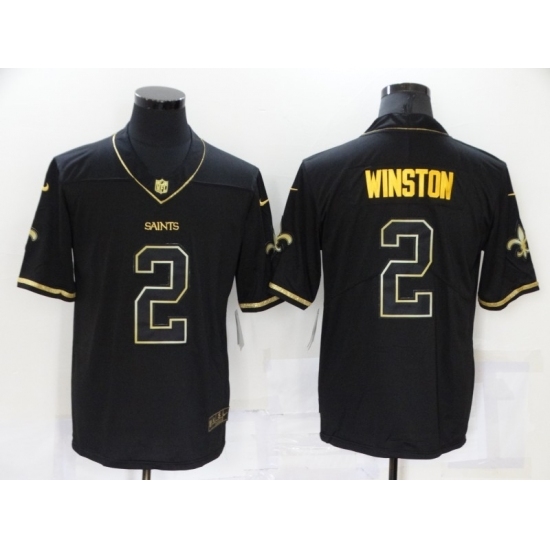 Men's New Orleans Saints #2 Jameis Winston Black Gold Throwback Limited Jersey Men's New Orleans Saints #2 Jameis Winston Black Gold Throwback Limited Jersey
