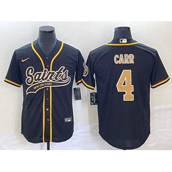 Men's New Orleans Saints #4 Derek Carr Black With Patch Cool Base Stitched Baseball Jersey Men's New Orleans Saints #4 Derek Carr Black With Patch Cool Base Stitched Baseball Jersey