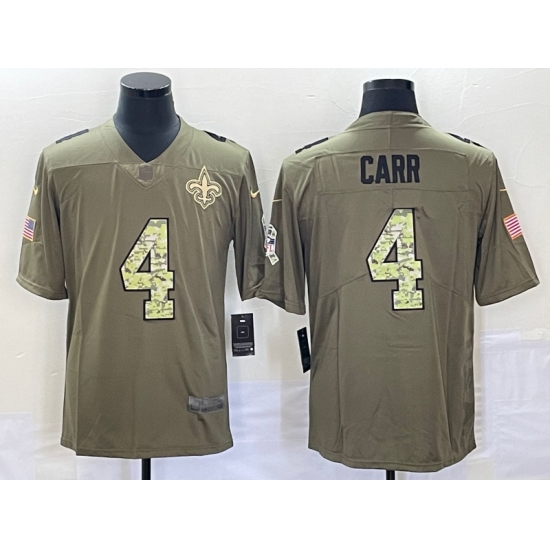 Men's New Orleans Saints #4 Derek Carr Olive With Camo 2017 Salute To Service Stitched NFL Nike Limited Jersey Men's New Orleans Saints #4 Derek Carr Olive With Camo 2017 Salute To Service Stitched NFL Nike Limited Jersey