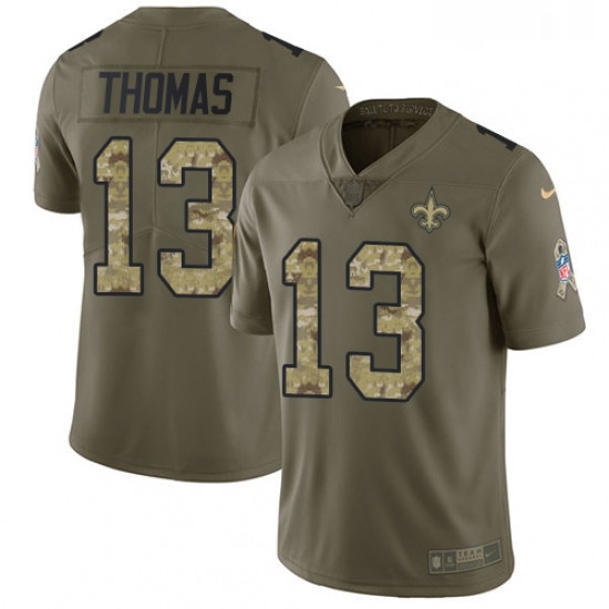 Mens Nike New Orleans Saints 13 Michael Thomas Limited OliveCamo 2017 Salute to Service NFL Jersey Mens Nike New Orleans Saints 13 Michael Thomas Limited OliveCamo 2017 Salute to Service NFL Jersey