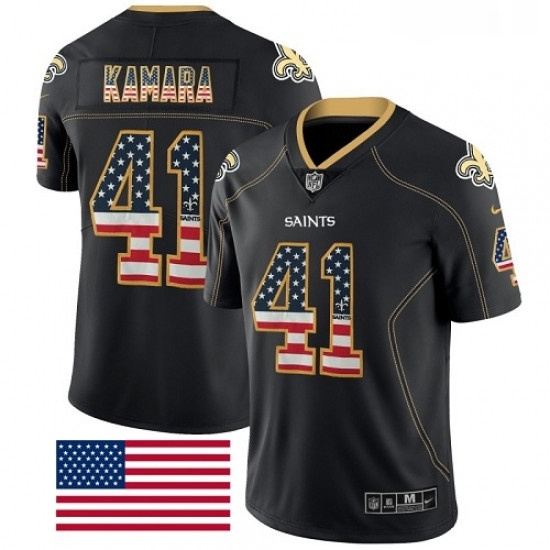 Mens Nike New Orleans Saints 41 Alvin Kamara Limited Black Rush USA Flag NFL Jersey Mens Nike New Orleans Saints 41 Alvin Kamara Limited Black Rush USA Flag NFL Jersey