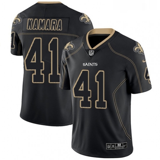 Mens Nike New Orleans Saints 41 Alvin Kamara Limited Lights Out Black Rush NFL Jersey Mens Nike New Orleans Saints 41 Alvin Kamara Limited Lights Out Black Rush NFL Jersey