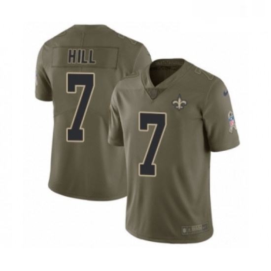 Mens Nike New Orleans Saints 7 Taysom Hill Limited Olive 2017 Salute to Service NFL Jersey Mens Nike New Orleans Saints 7 Taysom Hill Limited Olive 2017 Salute to Service NFL Jersey