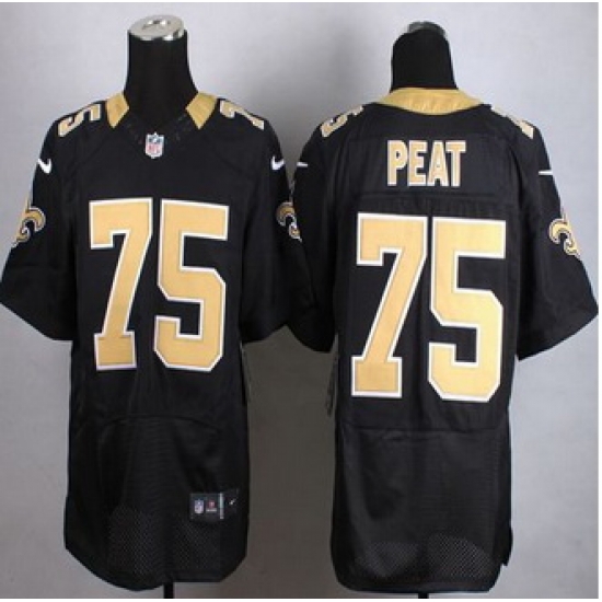 New New Orleans Saints #75 Andrus Peat Black Team Color Men Stitched NFL Elite Jersey New New Orleans Saints #75 Andrus Peat Black Team Color Men Stitched NFL Elite Jersey