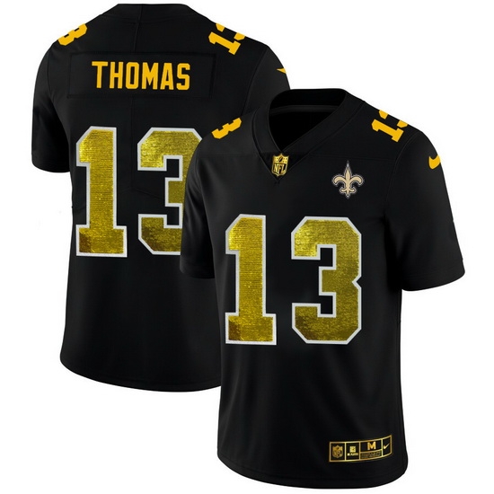New Orleans Saints 13 Michael Thomas Men Black Nike Golden Sequin Vapor Limited NFL Jersey New Orleans Saints 13 Michael Thomas Men Black Nike Golden Sequin Vapor Limited NFL Jersey