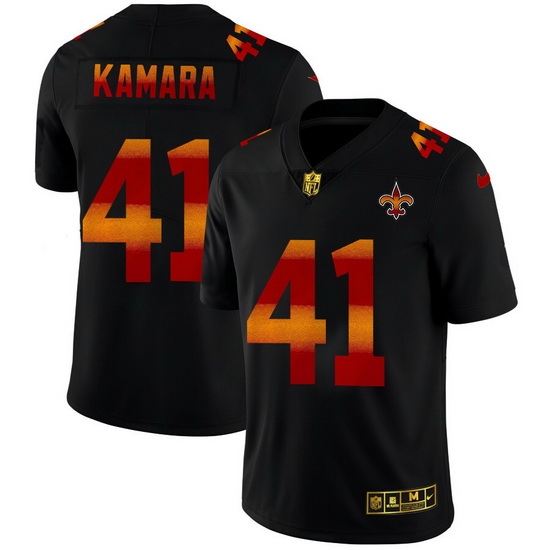 New Orleans Saints 41 Alvin Kamara Men Black Nike Red Orange Stripe Vapor Limited NFL Jersey New Orleans Saints 41 Alvin Kamara Men Black Nike Red Orange Stripe Vapor Limited NFL Jersey