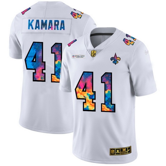 New Orleans Saints 41 Alvin Kamara Men White Nike Multi Color 2020 NFL Crucial Catch Limited NFL Jersey New Orleans Saints 41 Alvin Kamara Men White Nike Multi Color 2020 NFL Crucial Catch Limited NFL Jersey