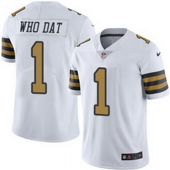 Nike Saints #1 Who Dat White Mens Stitched NFL Limited Rush Jersey Nike Saints #1 Who Dat White Mens Stitched NFL Limited Rush Jersey