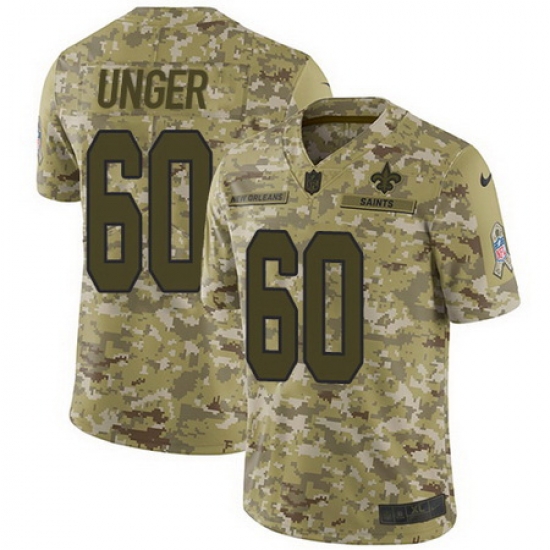 Nike Saints #60 Max Unger Camo Mens Stitched NFL Limited 2018 Salute To Service Jersey Nike Saints #60 Max Unger Camo Mens Stitched NFL Limited 2018 Salute To Service Jersey