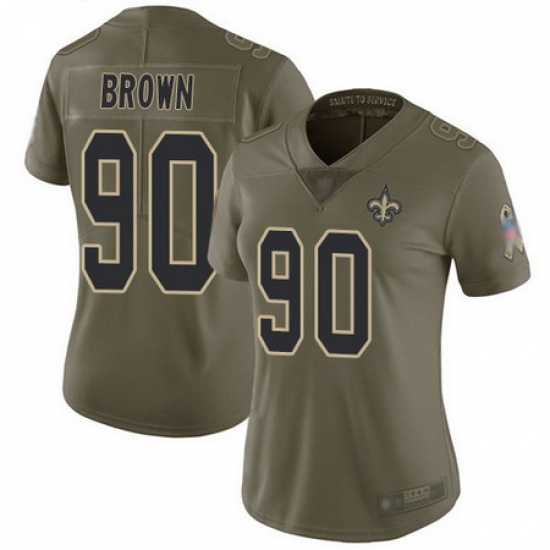 Saints 90 Malcom Brown Olive Womens Stitched Football Limited 2017 Salute to Service Jersey Saints 90 Malcom Brown Olive Womens Stitched Football Limited 2017 Salute to Service Jersey