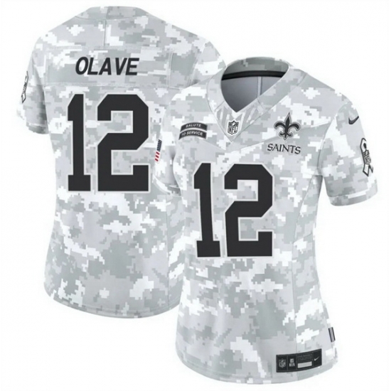 Women New Orleans Saints 12 Chris Olave 2024 F U S E Arctic Camo Salute To Service Limited Stitched Football Jersey Women New Orleans Saints 12 Chris Olave 2024 F U S E Arctic Camo Salute To Service Limited Stitched Football Jersey