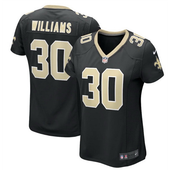 Women New Orleans Saints 30 Jamaal Williams Black Stitched Game Jersey Women New Orleans Saints 30 Jamaal Williams Black Stitched Game Jersey