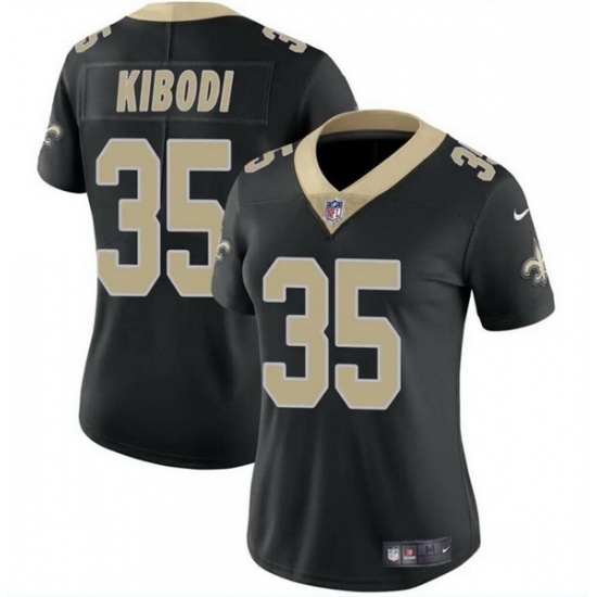 Women New Orleans Saints 35 Jacob Kibodi Black Vapor Stitched Game Jersey Women New Orleans Saints 35 Jacob Kibodi Black Vapor Stitched Game Jersey