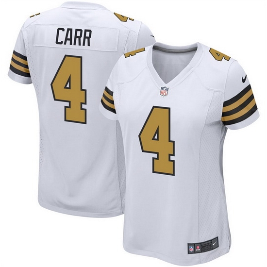Women New Orleans Saints 4 Derek Carr White Color Rush Stitched Game Jersey Run Small Women New Orleans Saints 4 Derek Carr White Color Rush Stitched Game Jersey Run Small