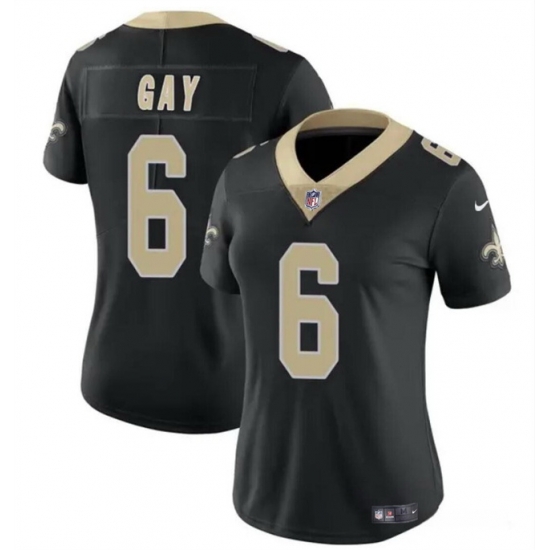 Women New Orleans Saints 6 Willie Gay Black Vapor Stitched Game Jersey Women New Orleans Saints 6 Willie Gay Black Vapor Stitched Game Jersey