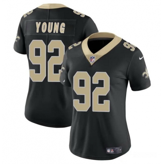 Women New Orleans Saints 92 Chase Young Black Vapor Stitched Game Jersey Women New Orleans Saints 92 Chase Young Black Vapor Stitched Game Jersey