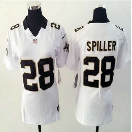 Women New Saints #28 C.J. Spiller White Stitched NFL Elite Jersey Women New Saints #28 C.J. Spiller White Stitched NFL Elite Jersey
