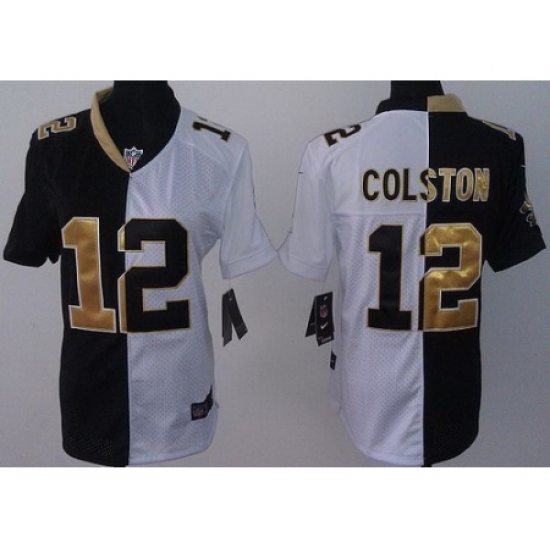 Women Nike New Orleans Saints 12 Marques Colston Black White Split NFL Jerseys Women Nike New Orleans Saints 12 Marques Colston Black White Split NFL Jerseys
