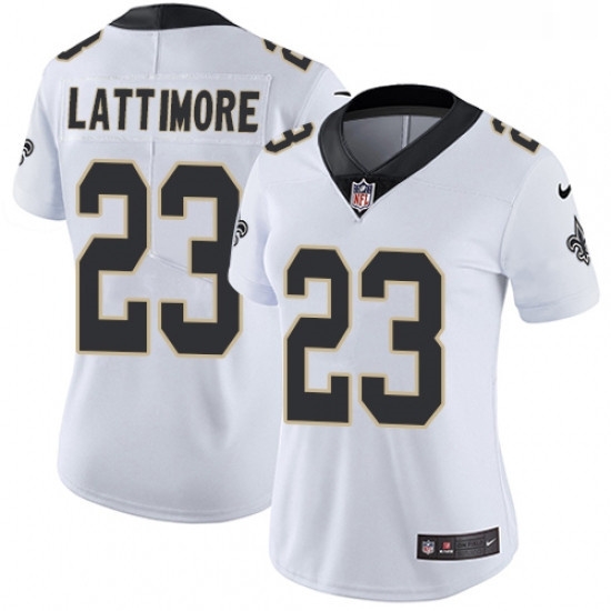 Womens Nike New Orleans Saints 23 Marshon Lattimore White Vapor Untouchable Elite Player NFL Jersey Womens Nike New Orleans Saints 23 Marshon Lattimore White Vapor Untouchable Elite Player NFL Jersey