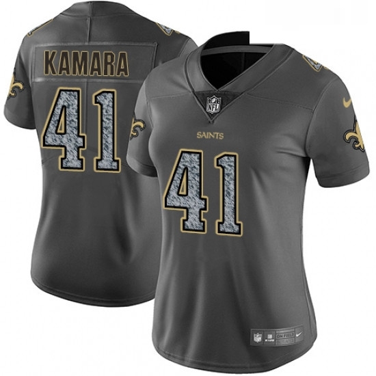 Womens Nike New Orleans Saints 41 Alvin Kamara Gray Static Vapor Untouchable Limited NFL Jersey Womens Nike New Orleans Saints 41 Alvin Kamara Gray Static Vapor Untouchable Limited NFL Jersey