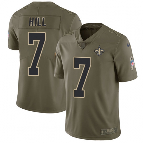 Limited Nike Olive Youth Taysom Hill Jersey NFL 7 New Orleans Saints 2017 Salute to Service Limited Nike Olive Youth Taysom Hill Jersey NFL 7 New Orleans Saints 2017 Salute to Service